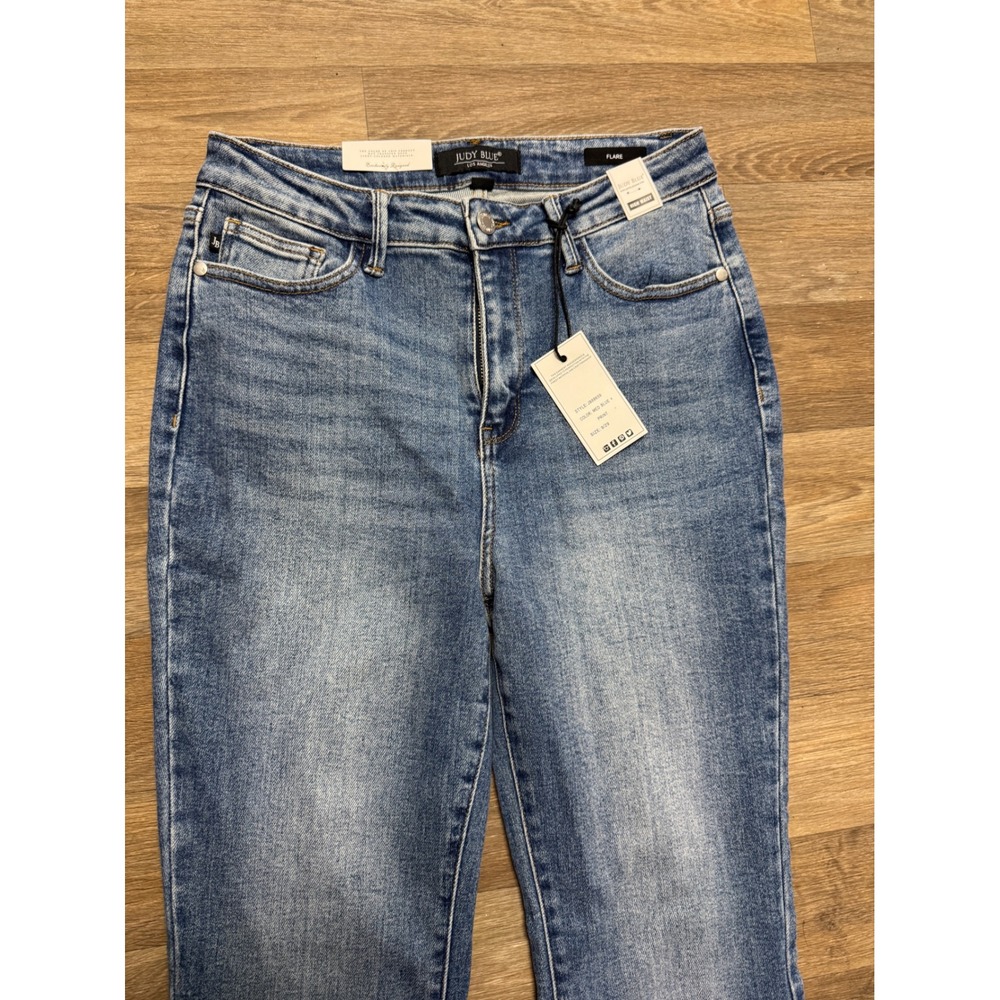Judy Blue American Flag Flare Jeans High Waist Med Blue Print Size 9/29 - Picture 3 of 6